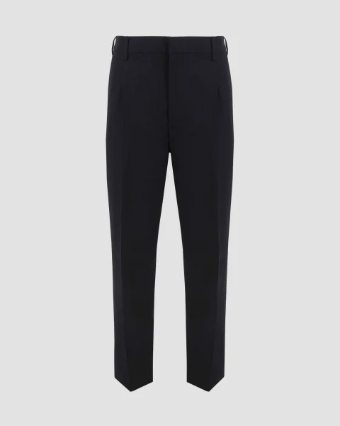 Relaxed Fit Trousers in Black Flannel