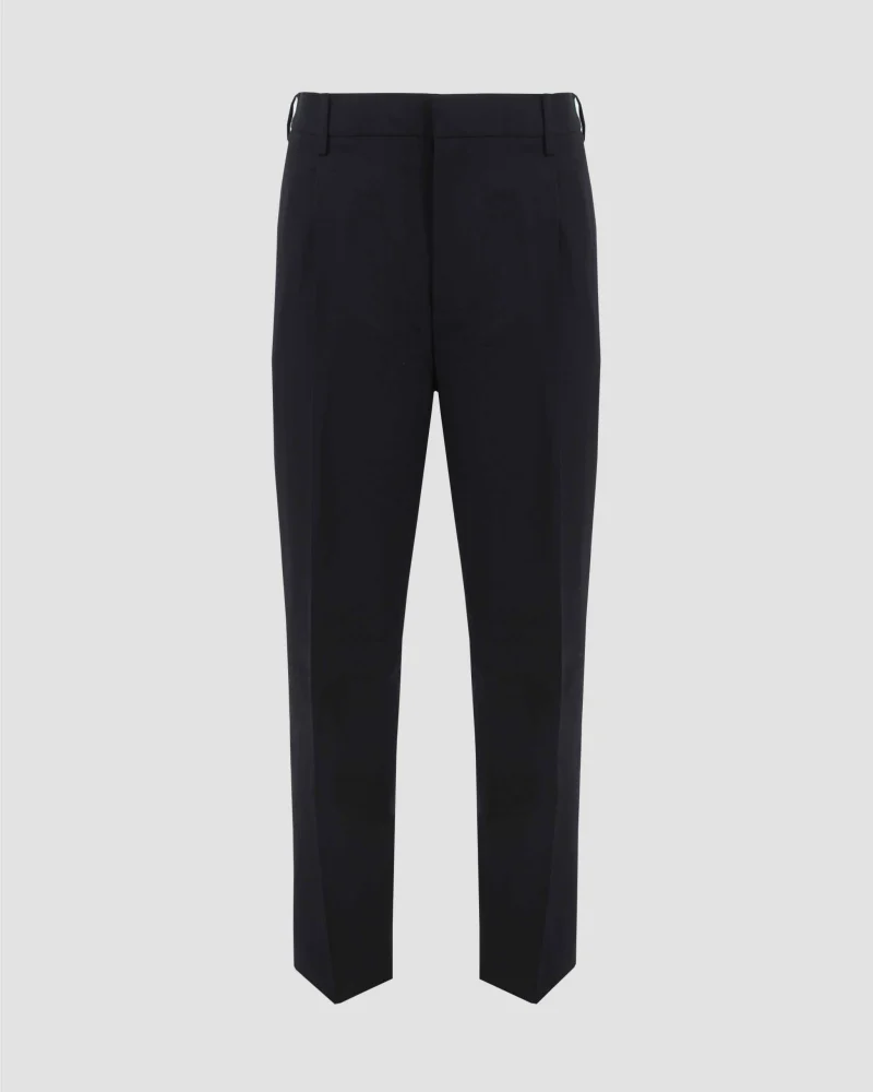 Relaxed Fit Trousers in Black Flannel