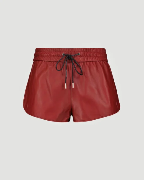 Leather Shorts in Bordeaux
