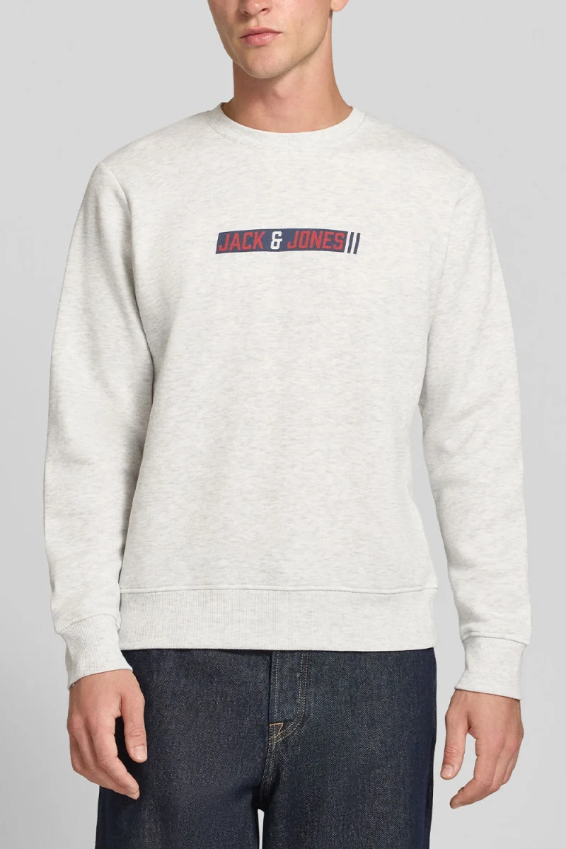 Суичър Jjmunk 12298431 BS000107 white melange — снимка 2