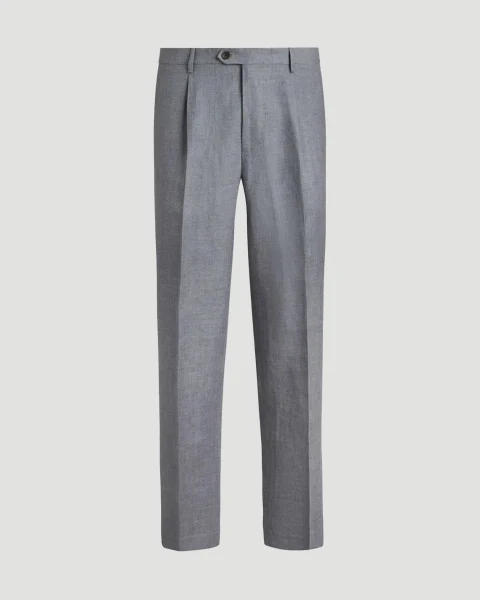 Linen and Wool Trousers in Grey