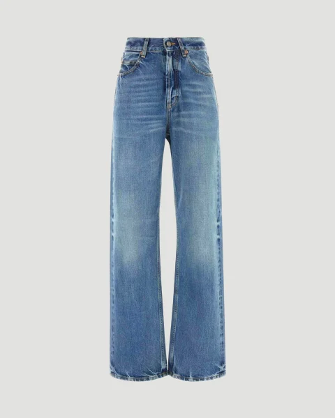 V-Waist Long Baggy Jeans in 50's Blue