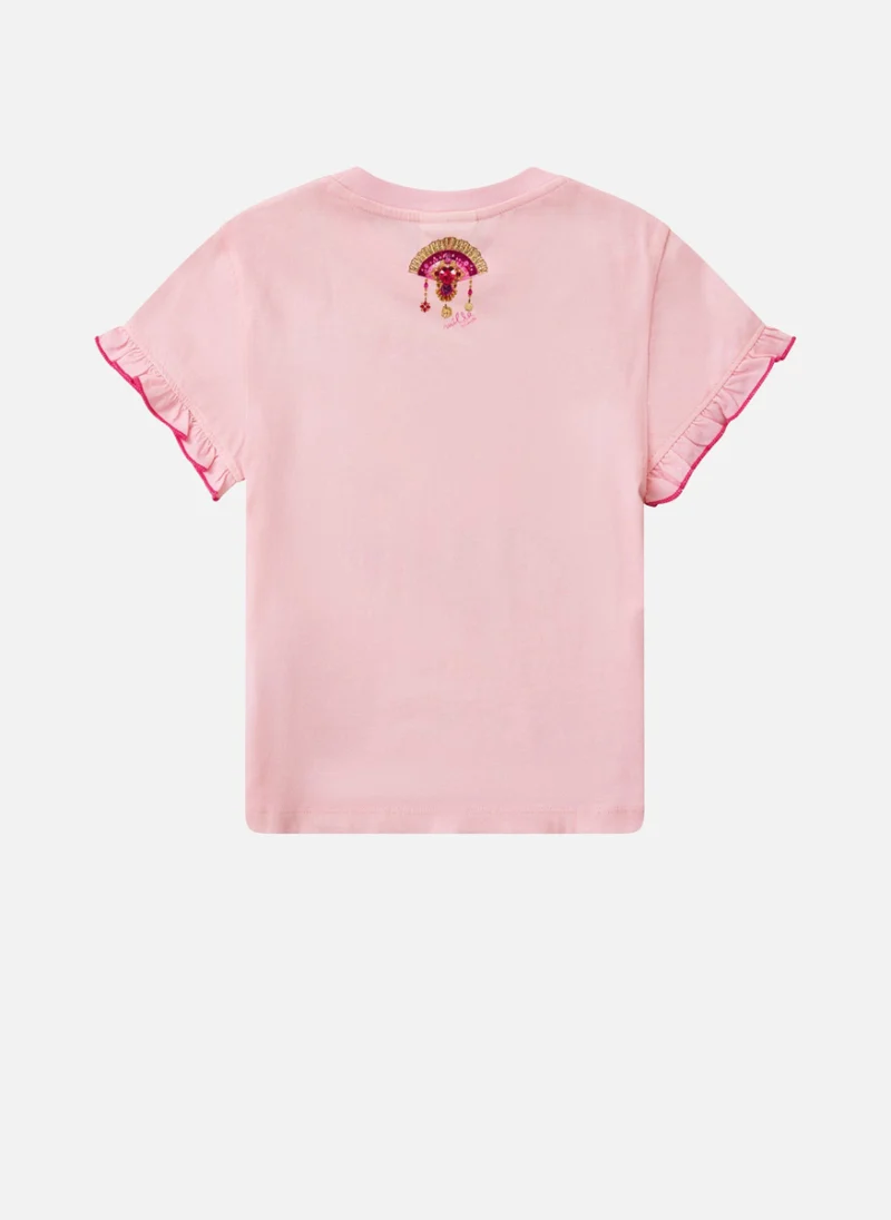 Тишърт с декоративни кристали 'Flamenco rose' Camilla Kids — снимка 2