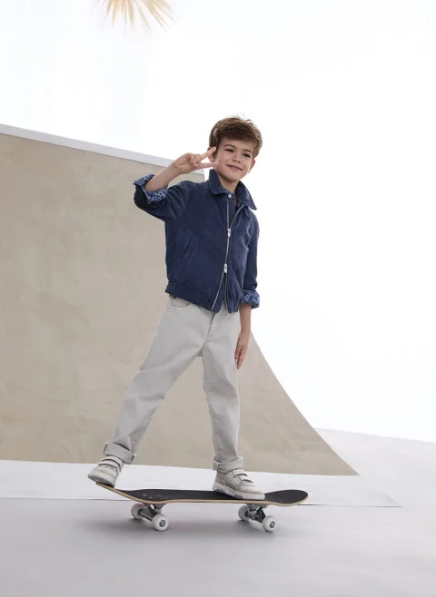 Деним с контрастни детайли Brunello Cucinelli Kids 6 — снимка 9