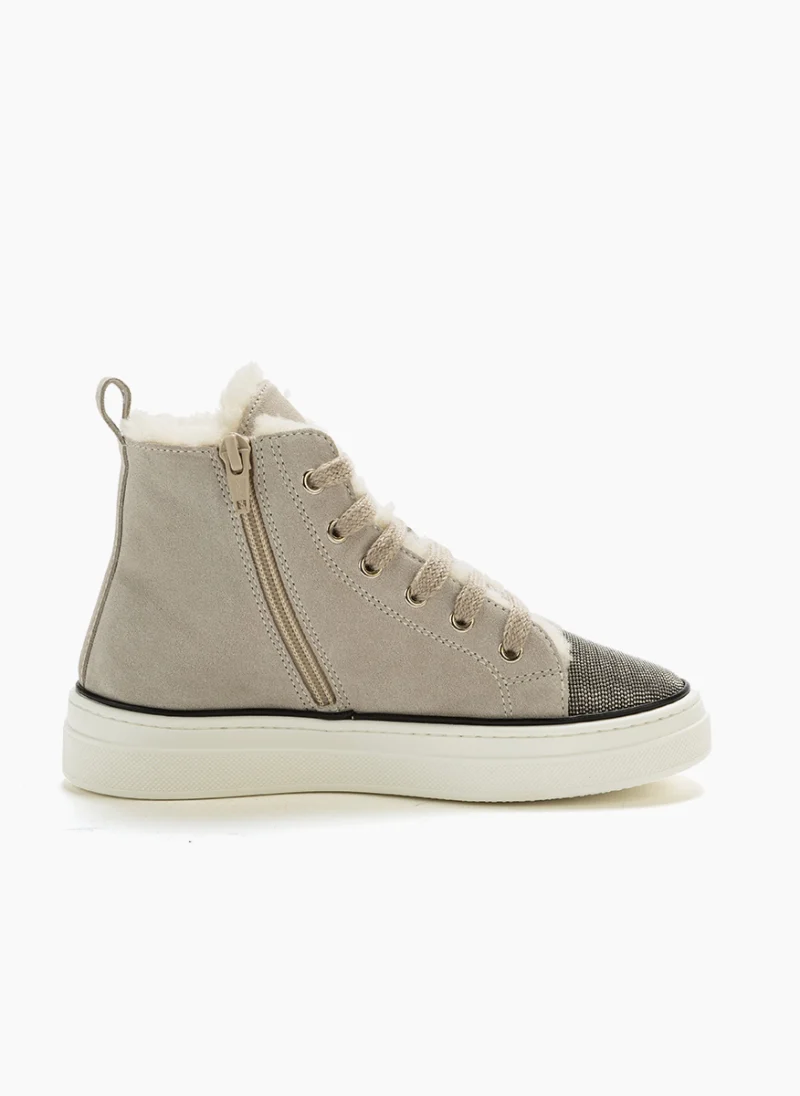 Велурени кецове с монили Brunello Cucinelli Kids — снимка 4