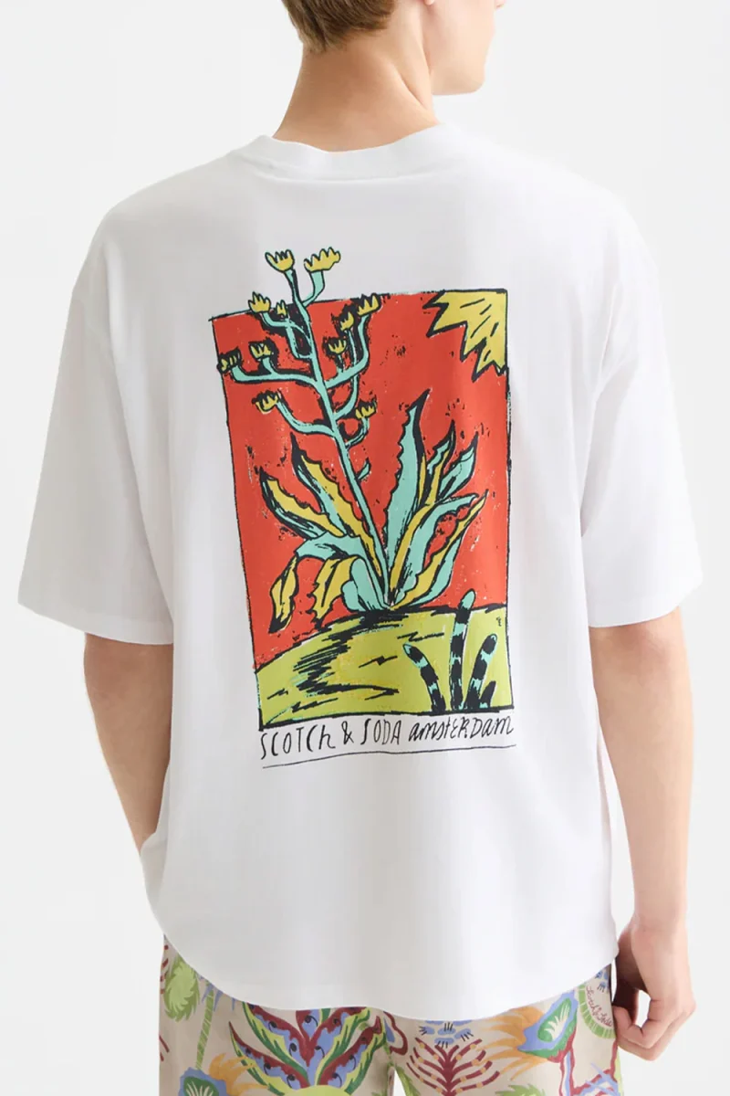 T-Shirt Front And Back Artwork Loosefit 183157 101 bright white — снимка 2