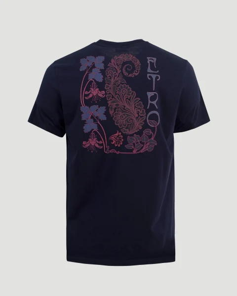 Cotton T-Shirt in Navy — снимка 3