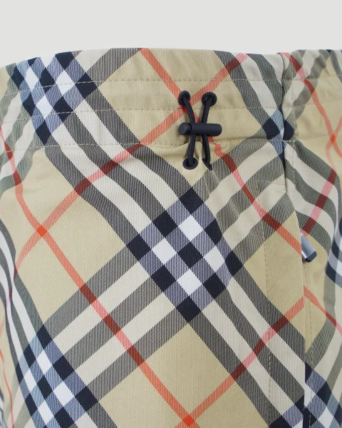Beige Shorts with Check Pattern — снимка 4