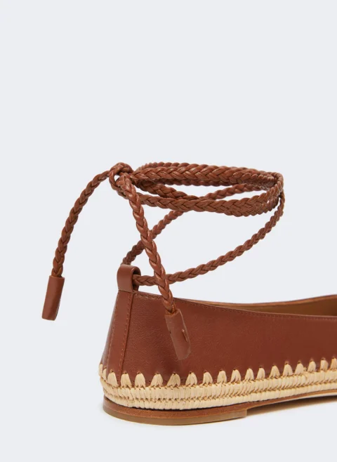 Кожени балеринки с плетени детайли Max Mara Mxastallo — снимка 4