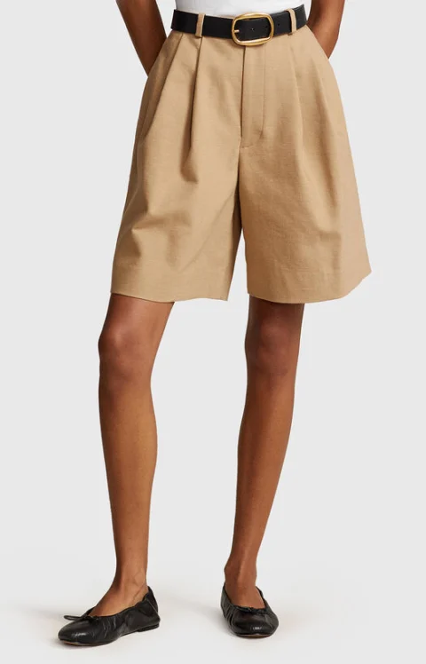 Бежови къси панталони от вискозен бленд