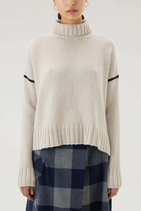 Плетено Wool Cable' Turtleneck CFWWKN0252FRUF0712 8743 milky cream — снимка 2