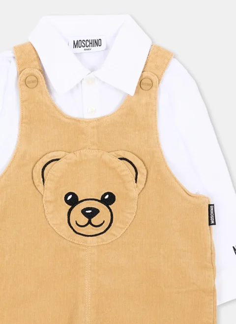 Сет с гащеризон от рипсено кадифе Moschino Kids — снимка 2