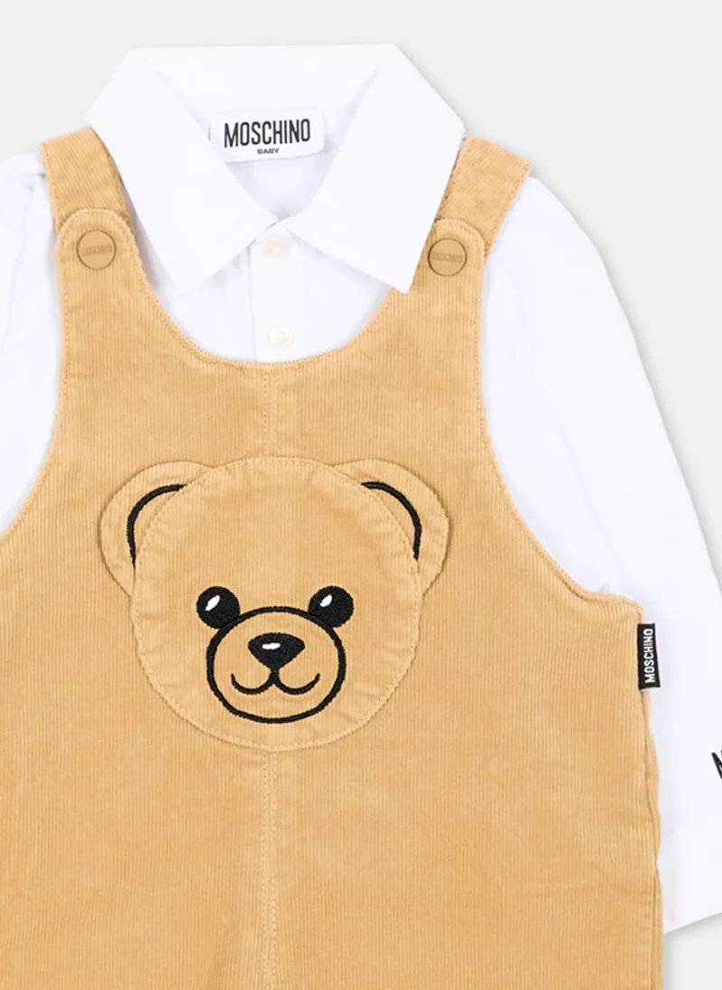 Сет с гащеризон от рипсено кадифе Moschino Kids — снимка 2