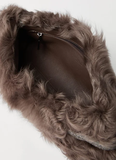 Чанта-клъч 'Wavy shearling' Brunello Cucinelli — снимка 4