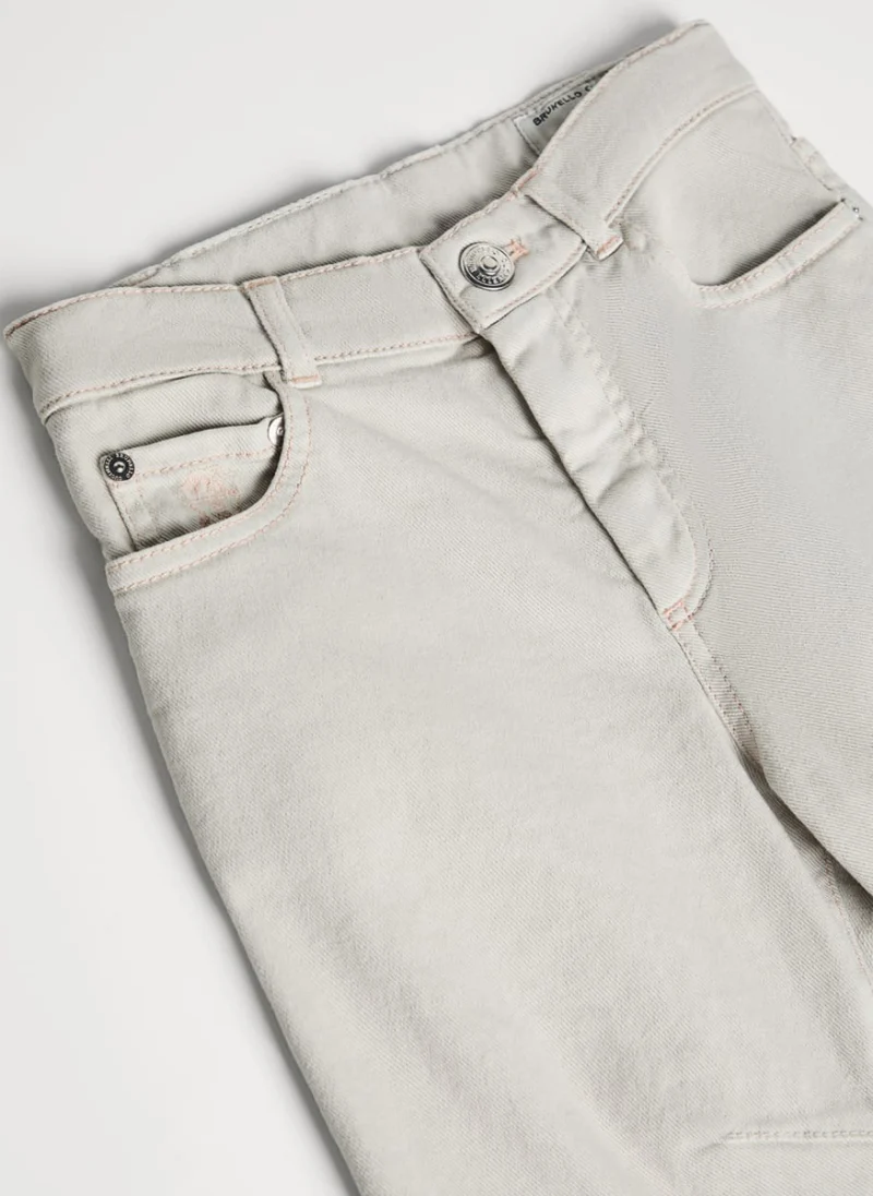Деним с контрастни детайли Brunello Cucinelli Kids 6 — снимка 8