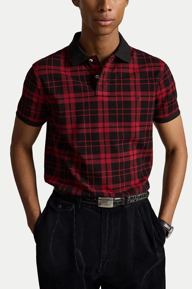 Polo 20/1 Printed Mesh-Knt 710B28282001 600 red — снимка 2