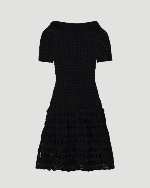 Charlotte Crocheted Mini Dress in Black
