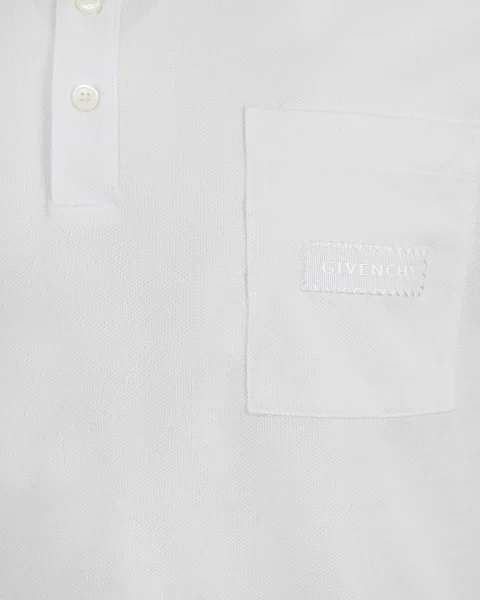 Cotton Polo with Givenchy Patch in White — снимка 2