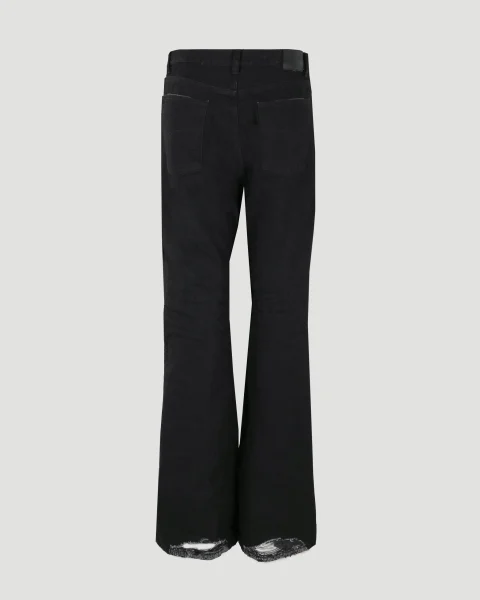 Flared Trousers in Black Japanese Denim — снимка 3