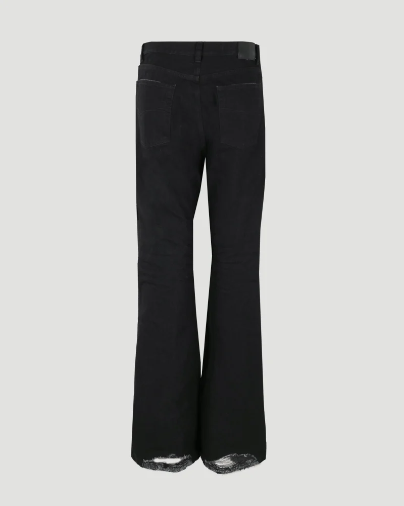 Flared Trousers in Black Japanese Denim — снимка 3