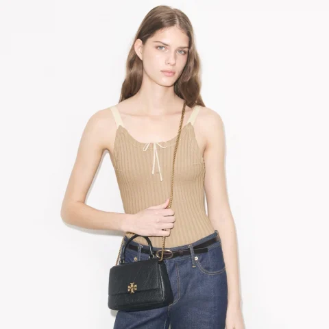 Дамска черна чанта Mini Charlie TORY BURCH — снимка 8