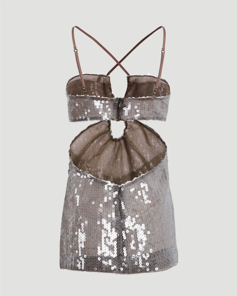 Cutout Sequined Top in Brown — снимка 2