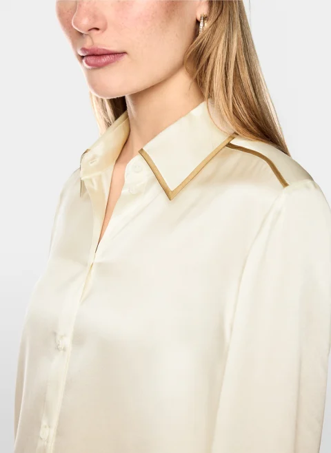 Копринена риза с контрастни кантове Marc Cain Collections — снимка 2