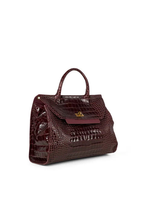 Кожена чанта 'Croc-effect' Visona Ornella — снимка 2