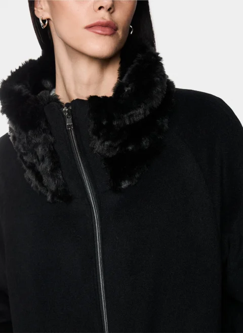 Палто от алпака с 'faux fur' детайли Marc Cain Additions — снимка 5