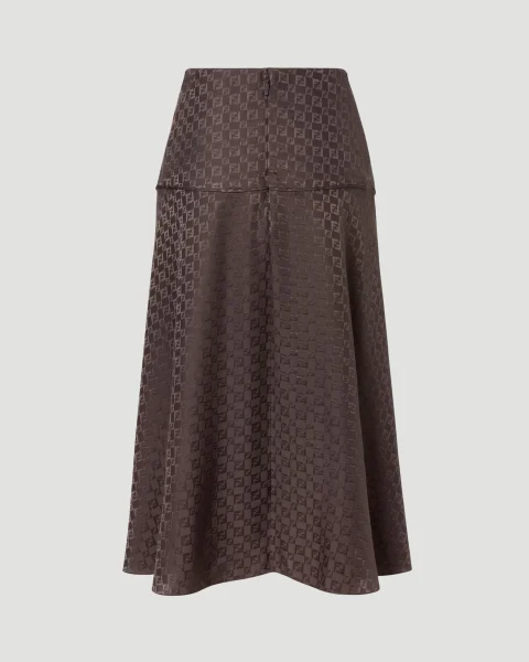Skirt in Brown Jacquard FF Silk — снимка 2