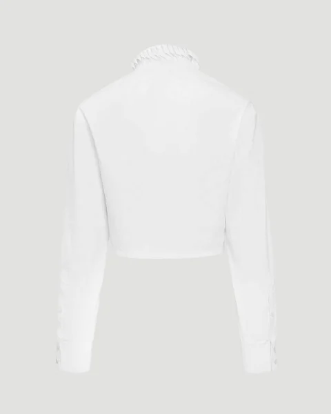 Cotton Poplin Cropped Blouse — снимка 3