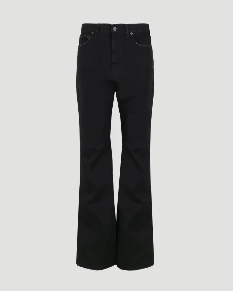 Flared Trousers in Black Japanese Denim