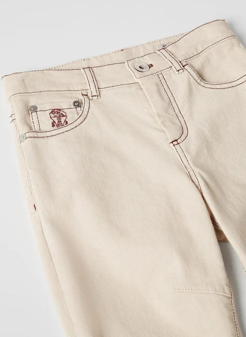 Деним с контрастни детайли Brunello Cucinelli Kids 6 — снимка 3