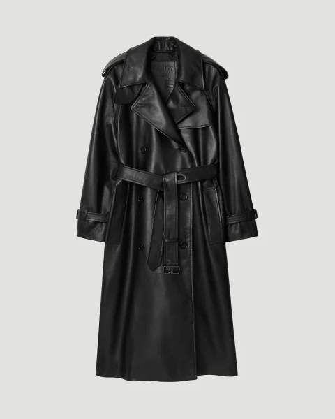Long Leather Castleford Trench Coat