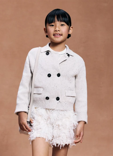 Двуредна жилетка с пайети Brunello Cucinelli Kids 8 — снимка 4
