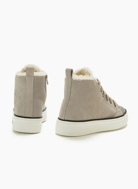 Велурени кецове с монили Brunello Cucinelli Kids — снимка 3