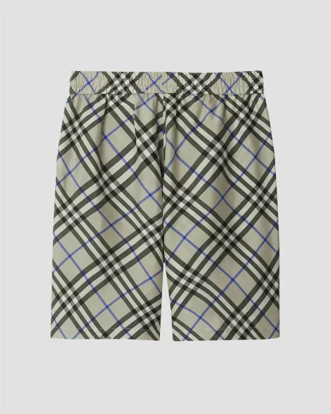 Check Silk Shorts in Lichen — снимка 2