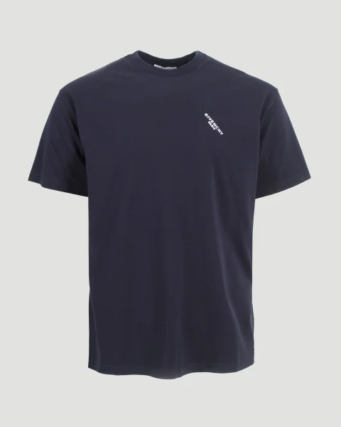 Cotton T-Shirt with Givenchy Shadow Print in Dark Navy