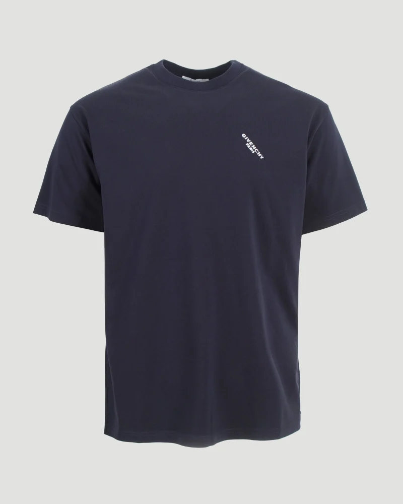 Cotton T-Shirt with Givenchy Shadow Print in Dark Navy