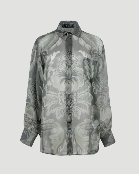 Printed Silk Shirt in Green