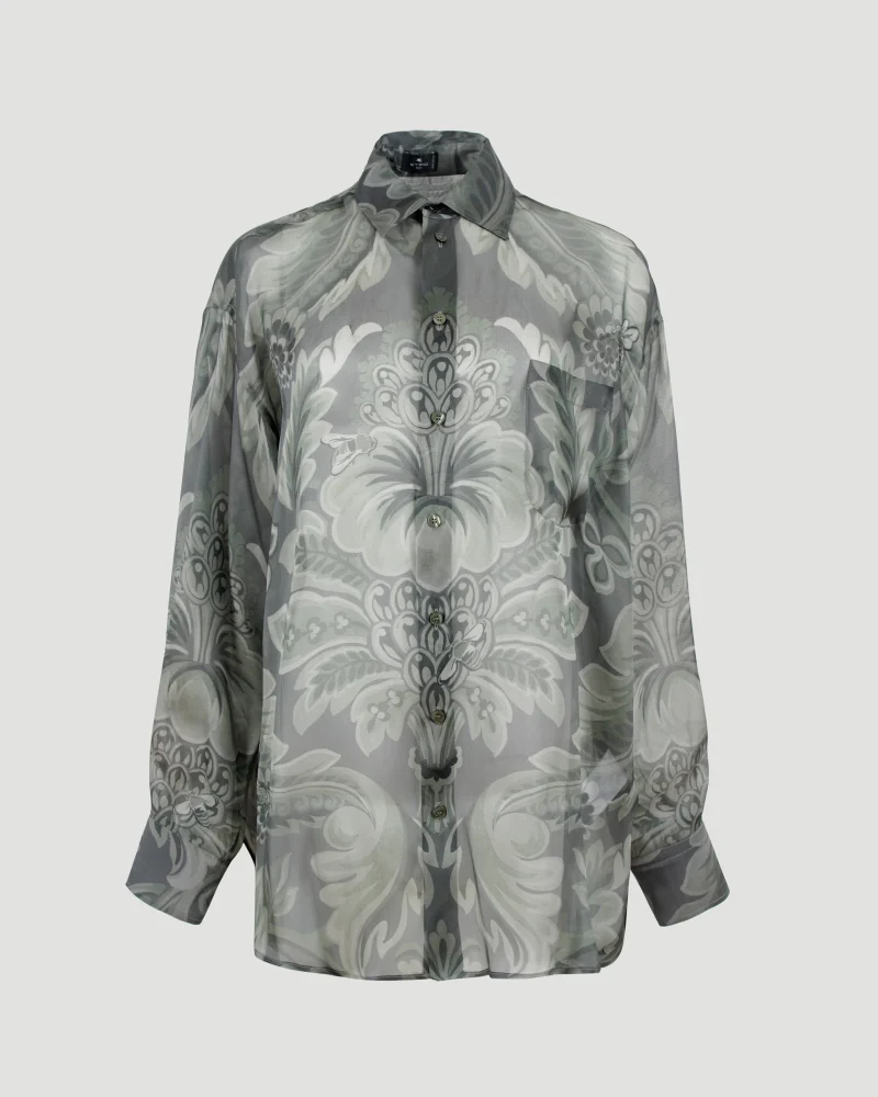 Printed Silk Shirt in Green