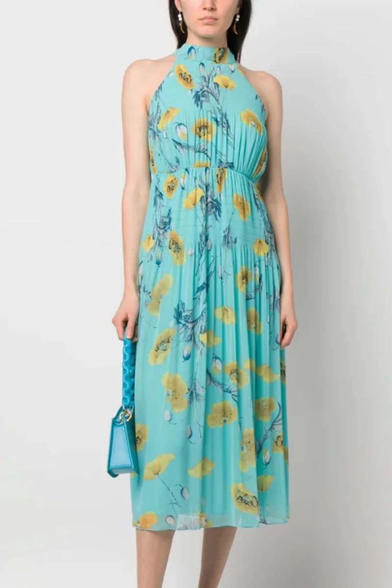 Рокля Dvf Lupin Dress DVFDS1R035PYGTQ poppy goddess turquoise — снимка 2