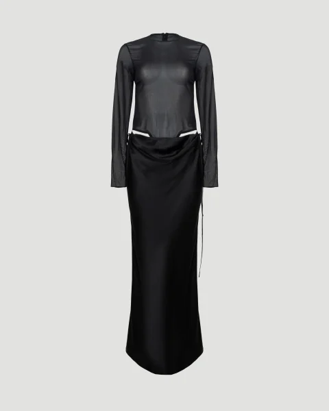 Long Sleeve Maxi Dress in Silk