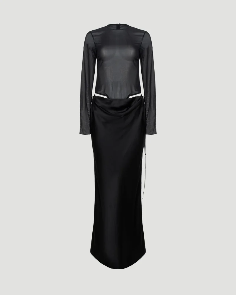 Long Sleeve Maxi Dress in Silk