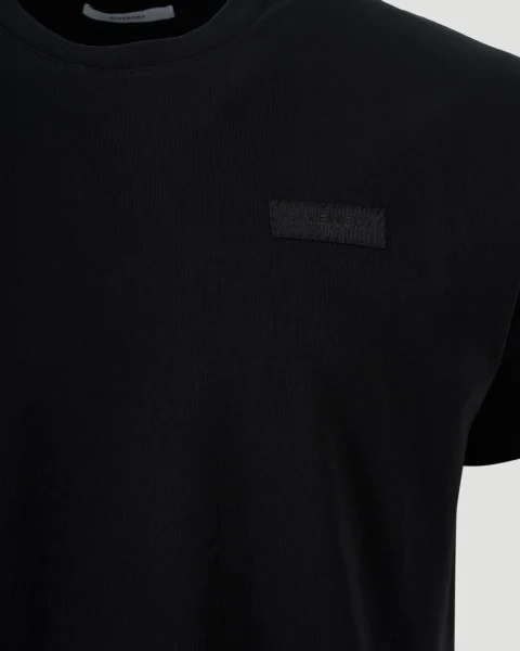T-Shirt in Black Cotton with Givenchy Paris Gros Grain — снимка 2