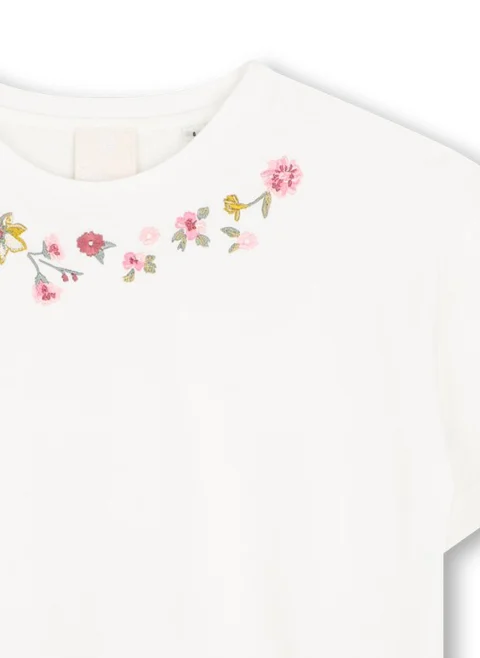 Тишърт с флорална бродерия Givenchy Kids — снимка 3