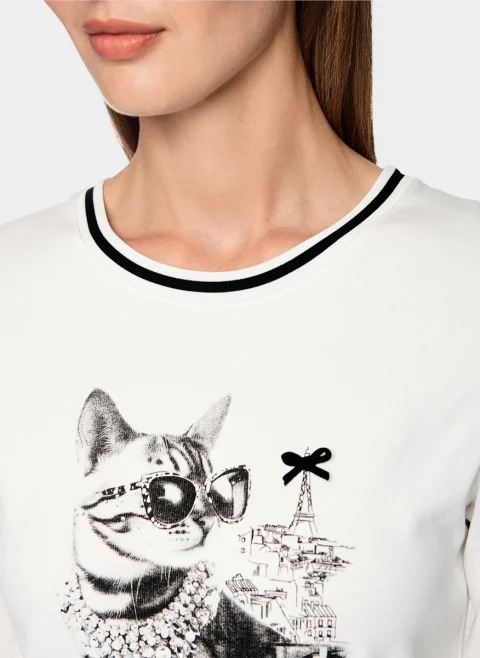 Тишърт с принт 'Bow detail' Marc Cain Sports — снимка 4