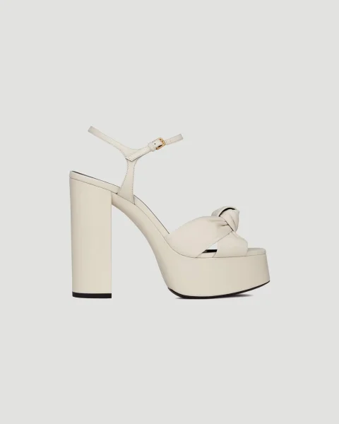 Bianca Platform Sandals in Pearl Smooth Leather
