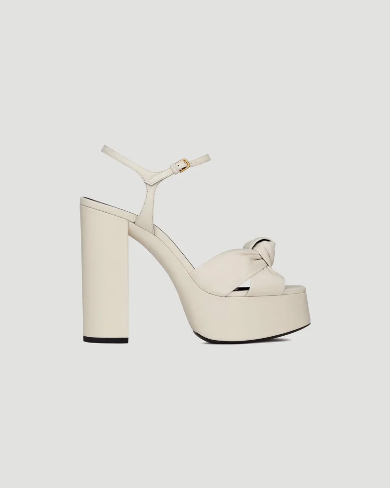 Bianca Platform Sandals in Pearl Smooth Leather