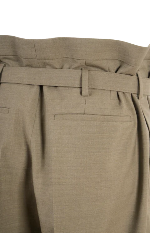 Paperbag Pants in Wool Gabardine — снимка 3